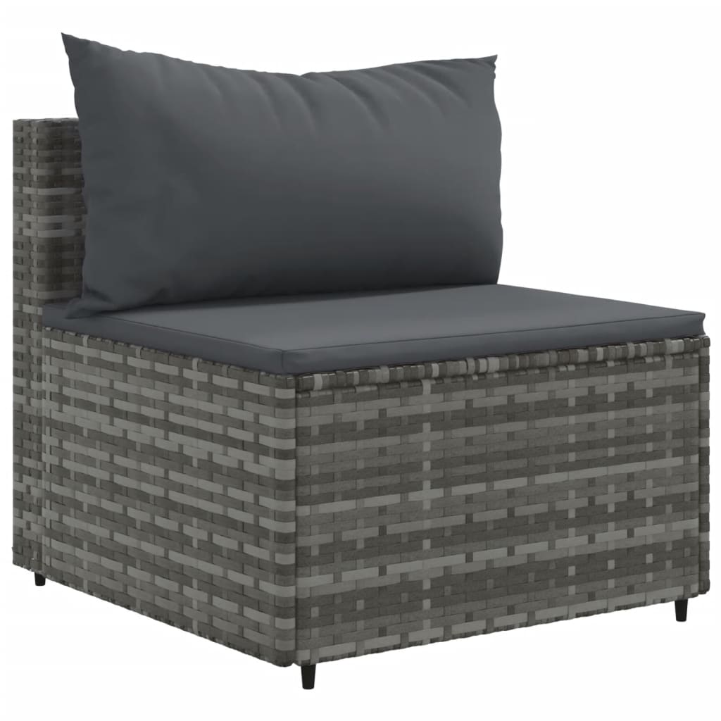 6-delige Loungeset met kussens poly rattan grijs