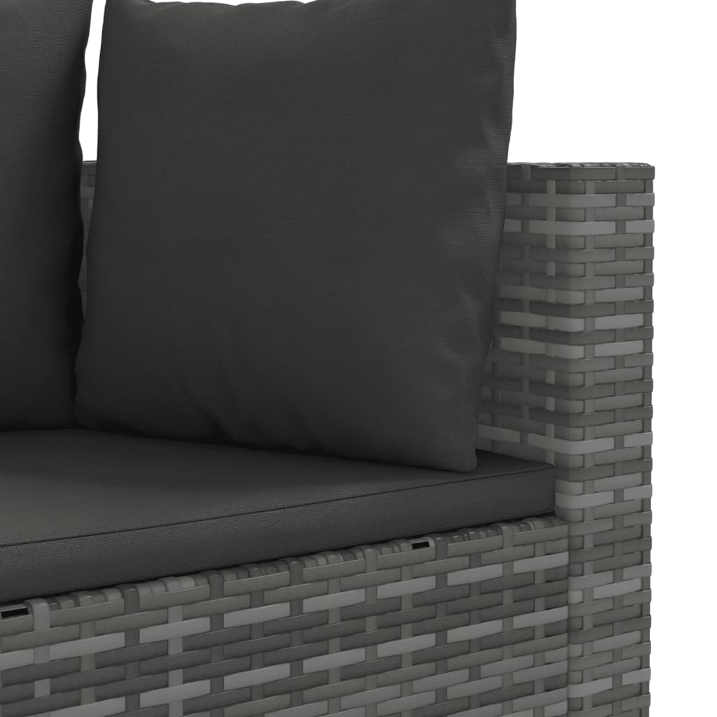 6-delige Loungeset met kussens poly rattan grijs