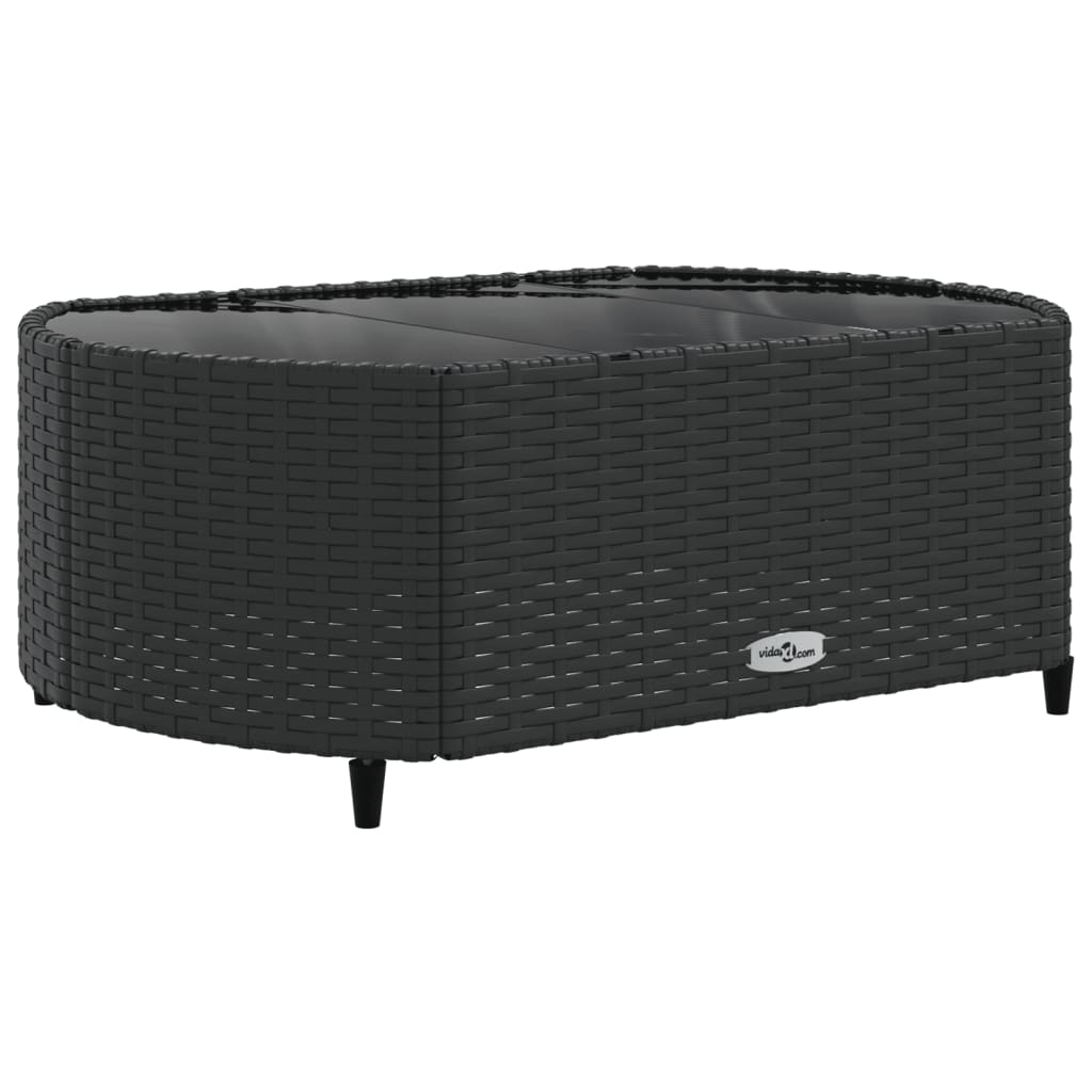 6-delige Loungeset met kussens poly rattan zwart