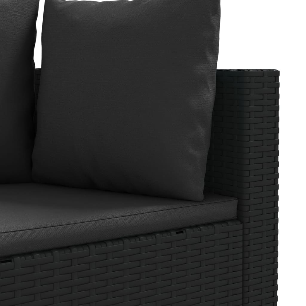 6-delige Loungeset met kussens poly rattan zwart