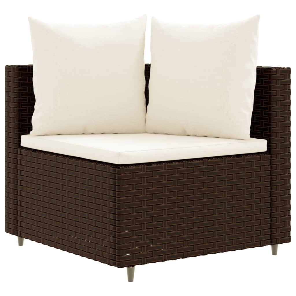 9-delige Loungeset met kussens poly rattan bruin