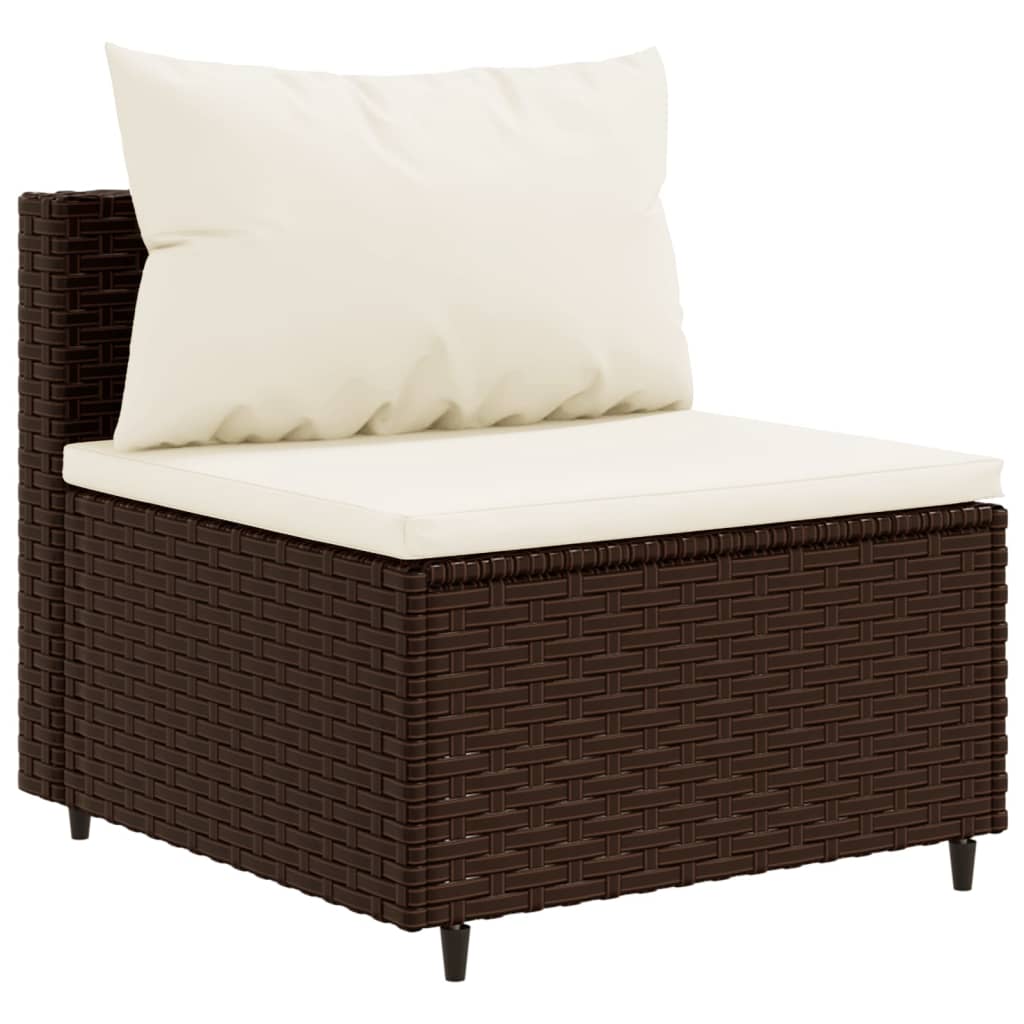 9-delige Loungeset met kussens poly rattan bruin