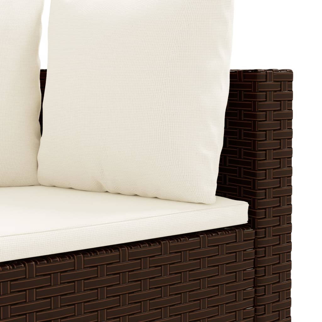 9-delige Loungeset met kussens poly rattan bruin