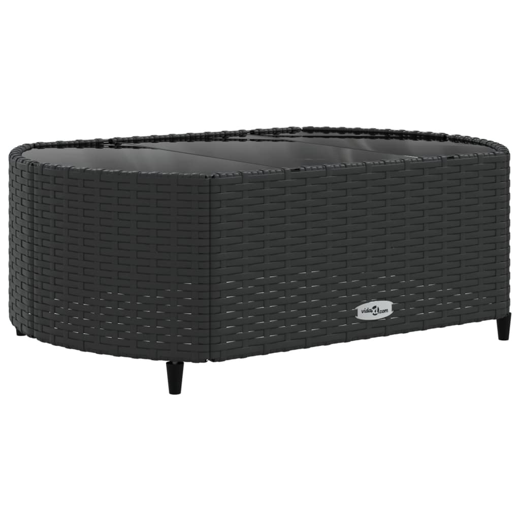 9-delige Loungeset met kussens poly rattan zwart