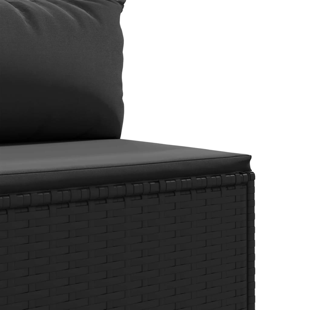 9-delige Loungeset met kussens poly rattan zwart