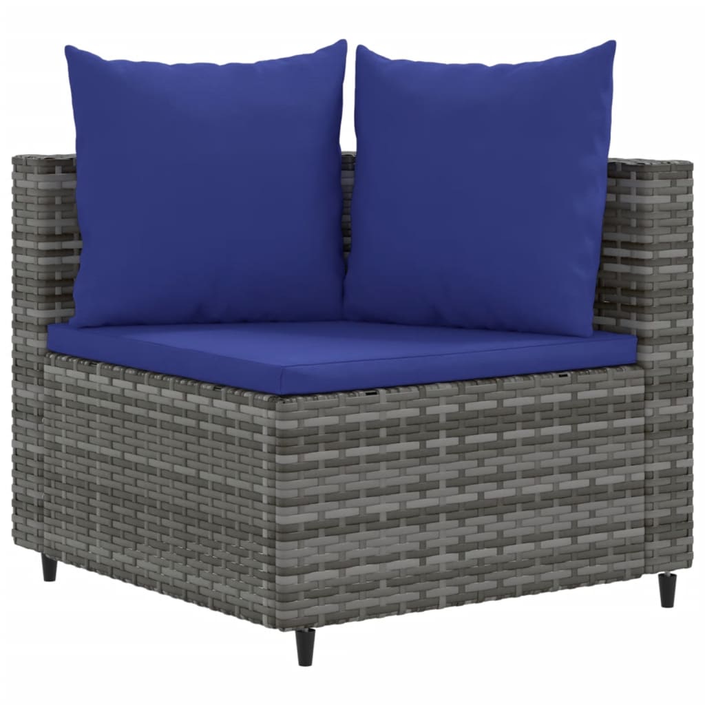 9-delige Loungeset met kussens poly rattan grijs