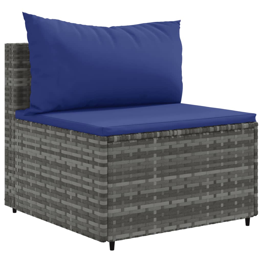 9-delige Loungeset met kussens poly rattan grijs