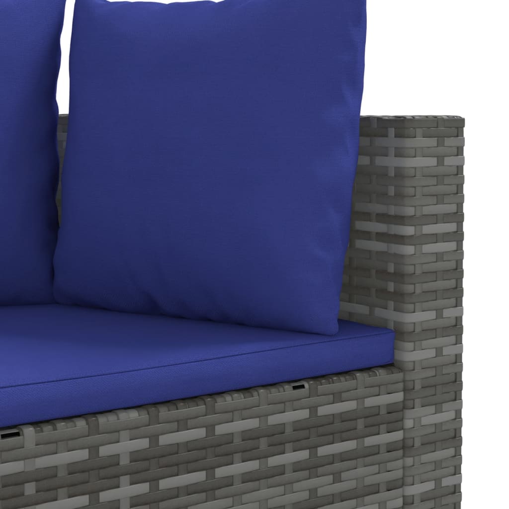 9-delige Loungeset met kussens poly rattan grijs