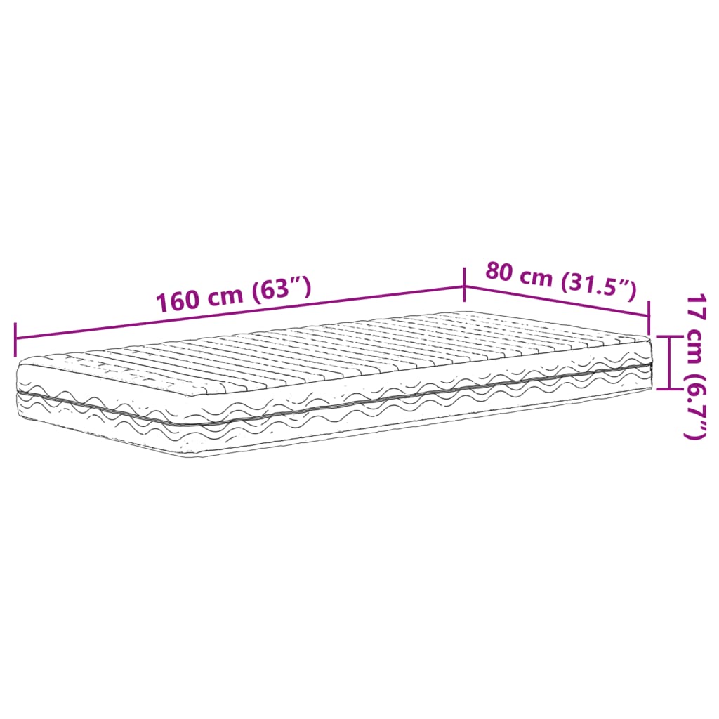 Schuimmatras voor kinderen hardheid H2 H3 80x160 cm wit