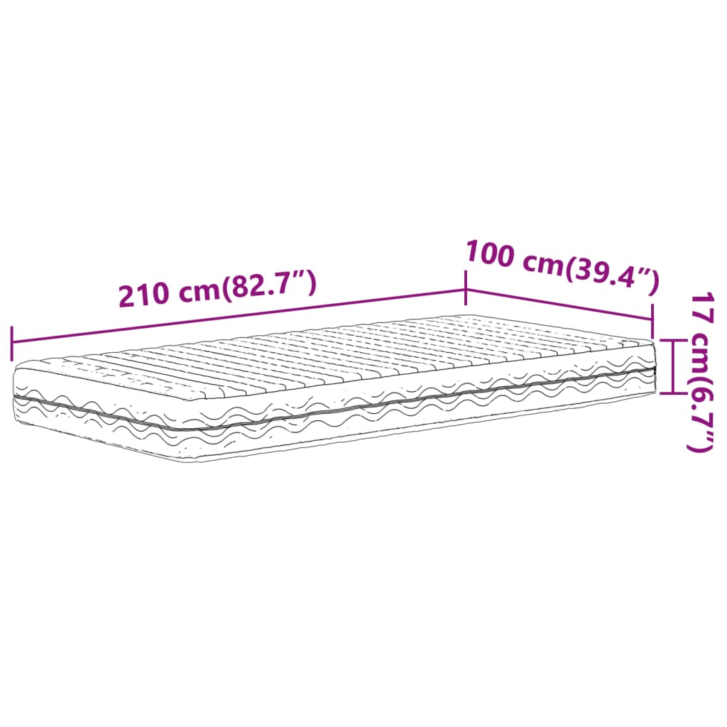 Schuimmatras hardheid H2 H3 100x210 cm wit