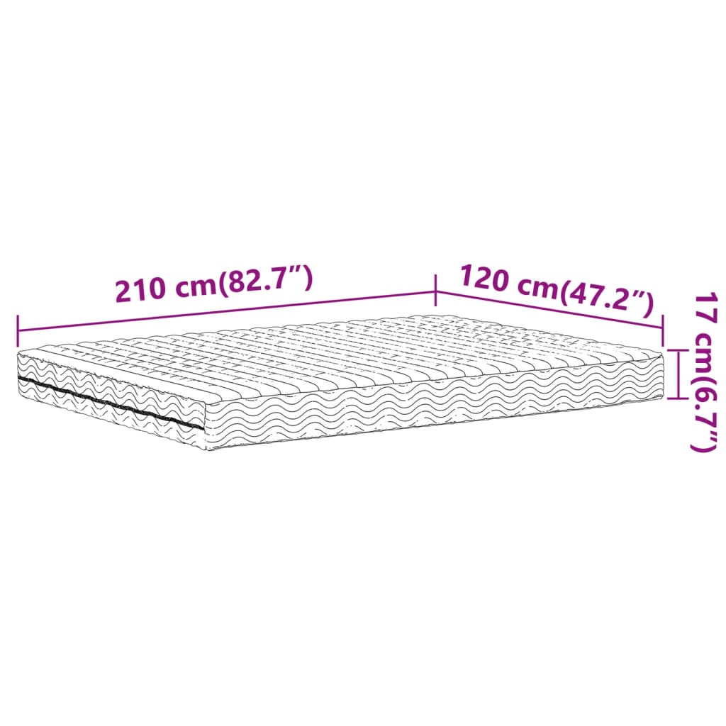 Schuimmatras hardheid H2 H3 120x210 cm wit