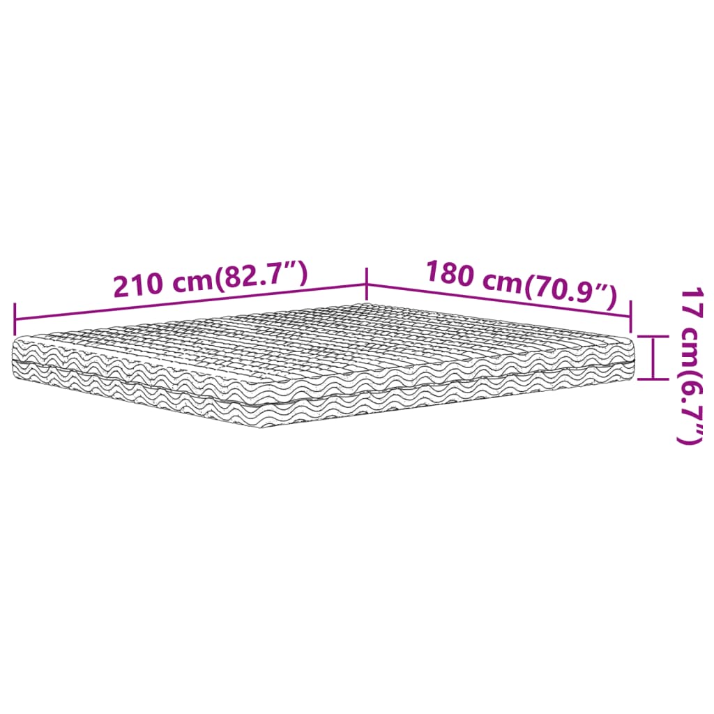 Schuimmatras hardheid H2 H3 180x210 cm wit