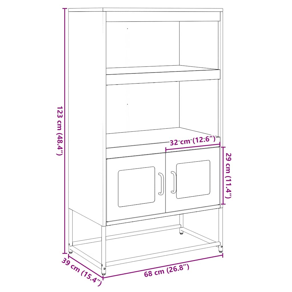 Hoge kast 68x39x123 cm staal mosterdgeel