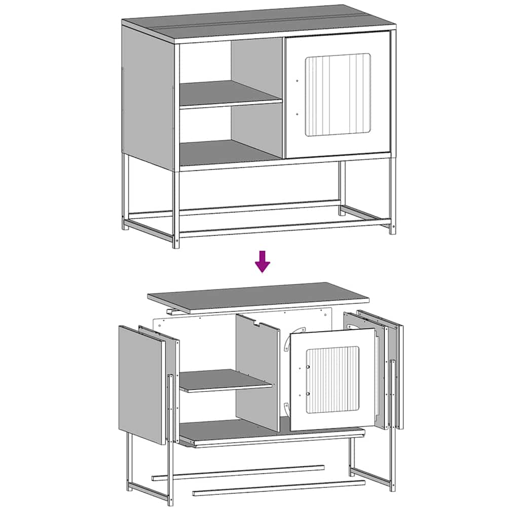 Tv-meubel 68x39x60,5 cm staal zwart