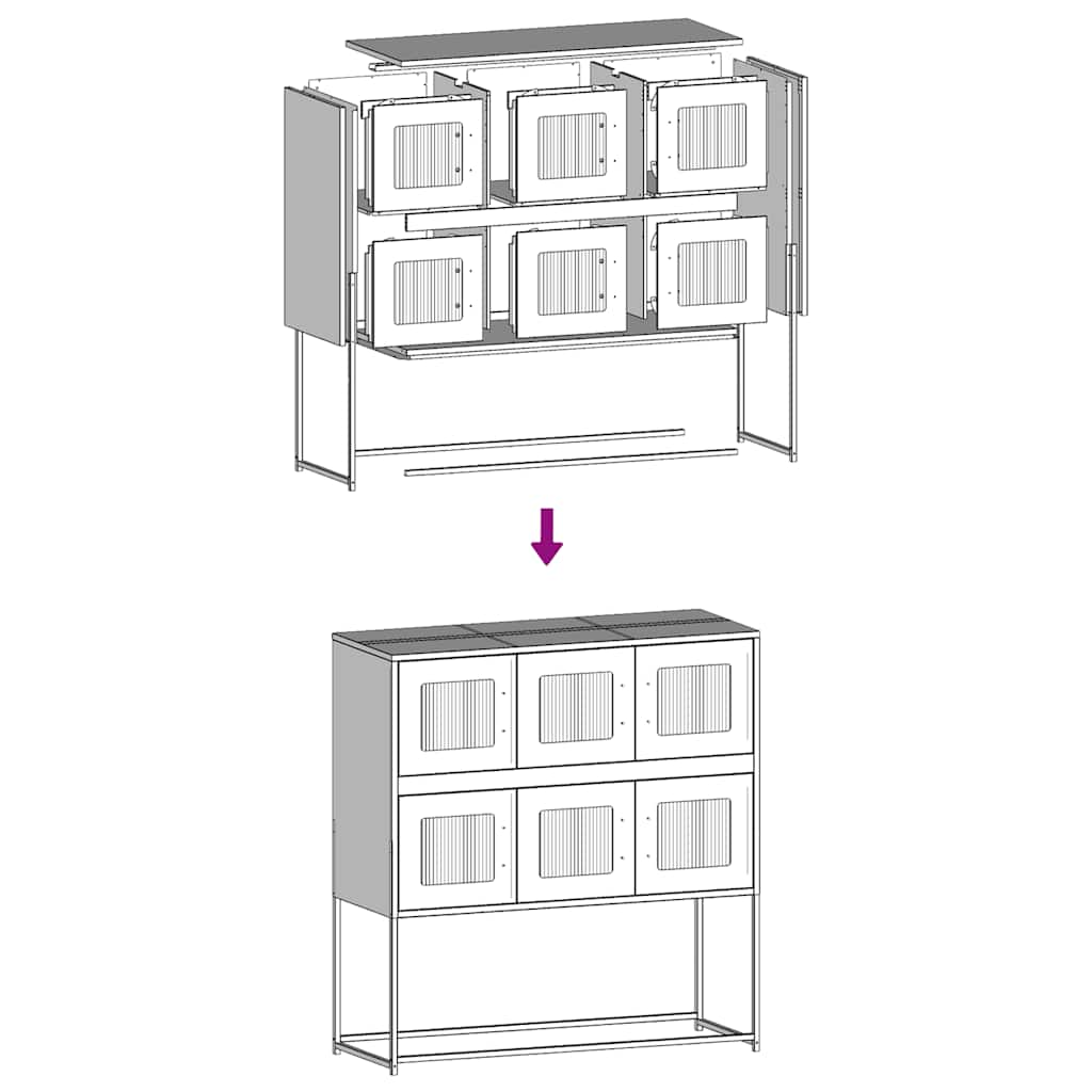 Dressoir 100,5x39x107 cm koudgewalst staal roze