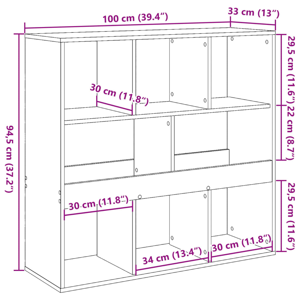 Boekenkast/kamerscherm 100x33x94,5 cm zwart