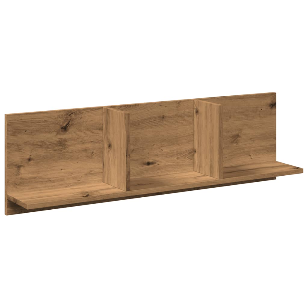 Wandkast 100x16,5x30 cm bewerkt hout artisanaal eikenkleurig