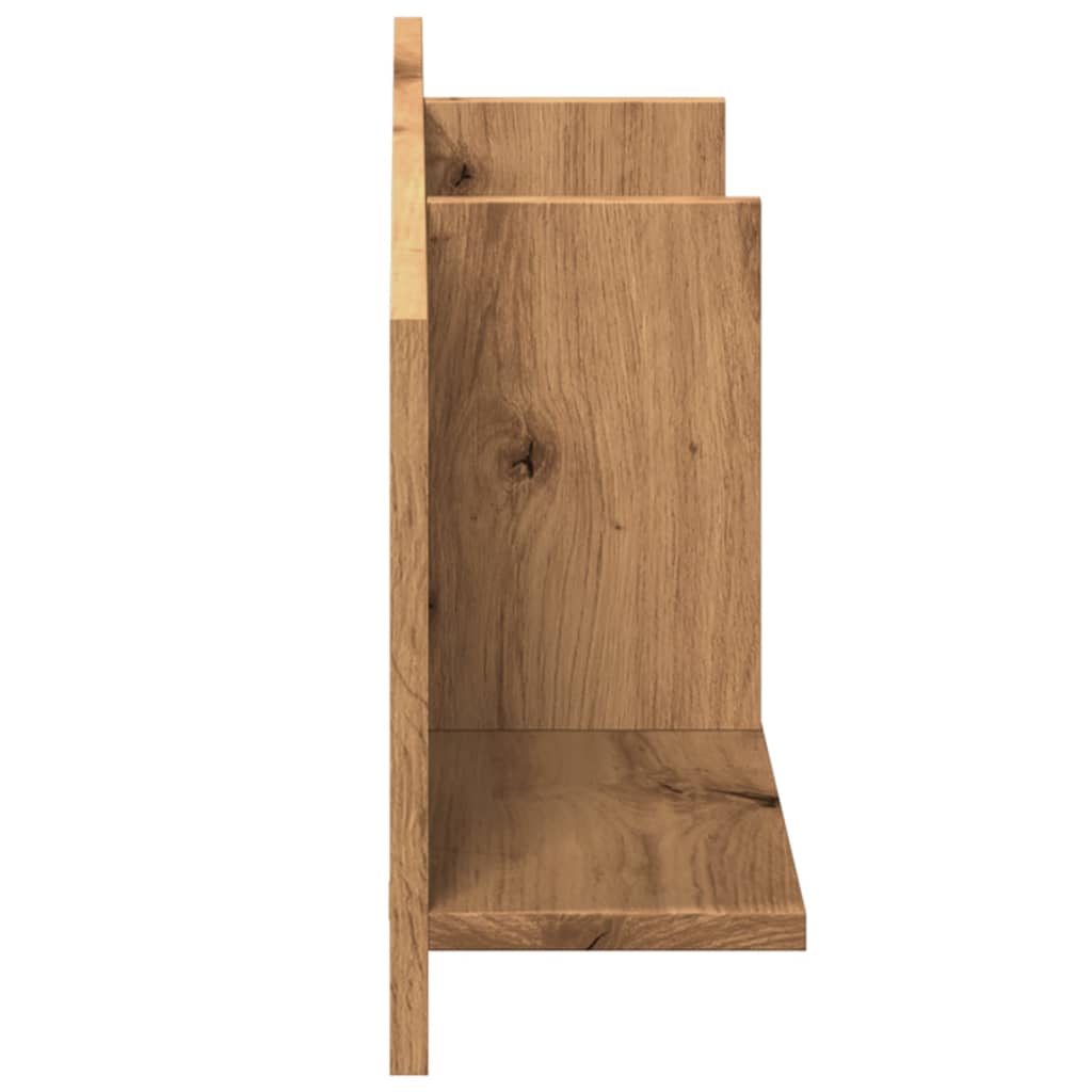 Wandkast 100x16,5x30 cm bewerkt hout artisanaal eikenkleurig