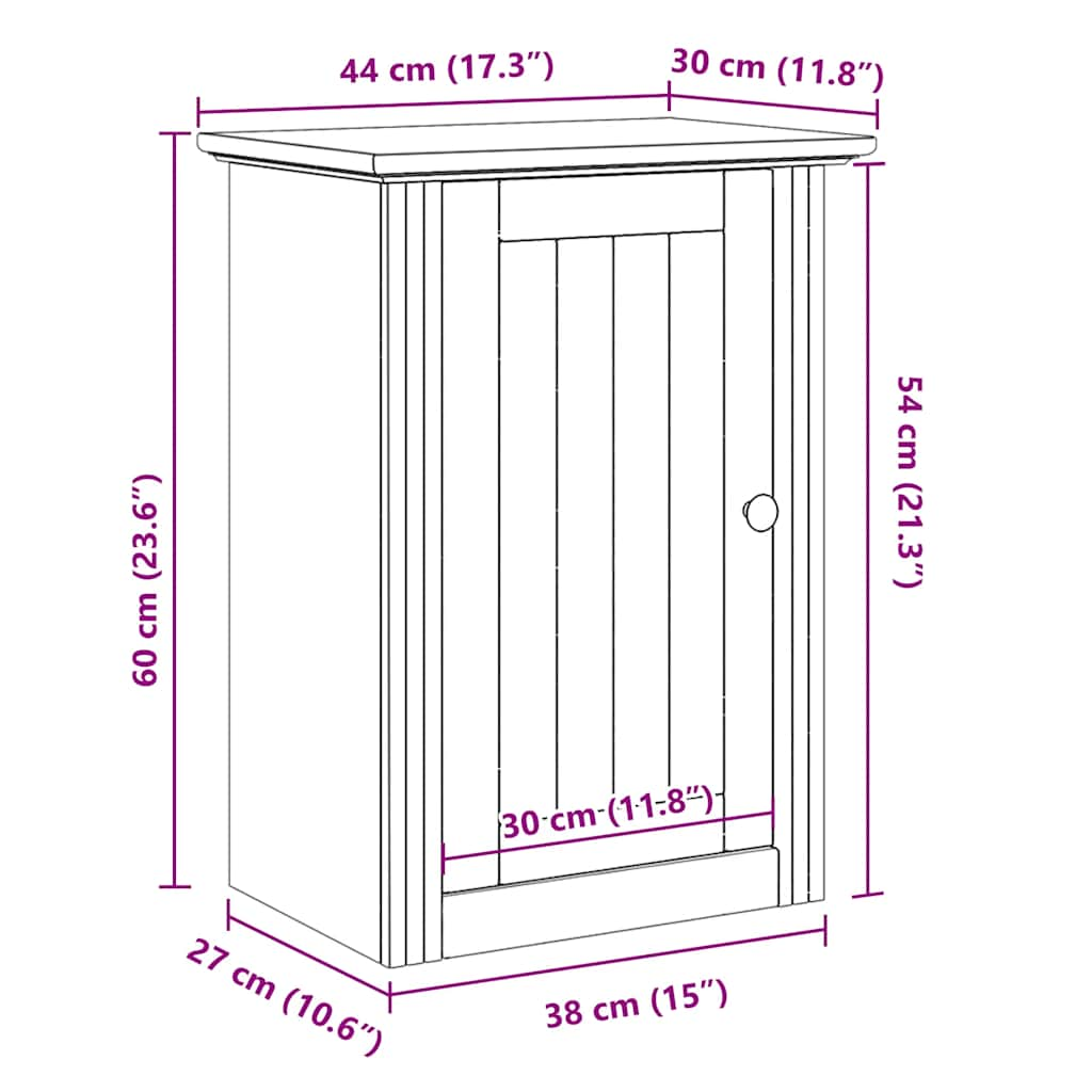 Badkamerwandkast BODO 44x30x60 cm grijs