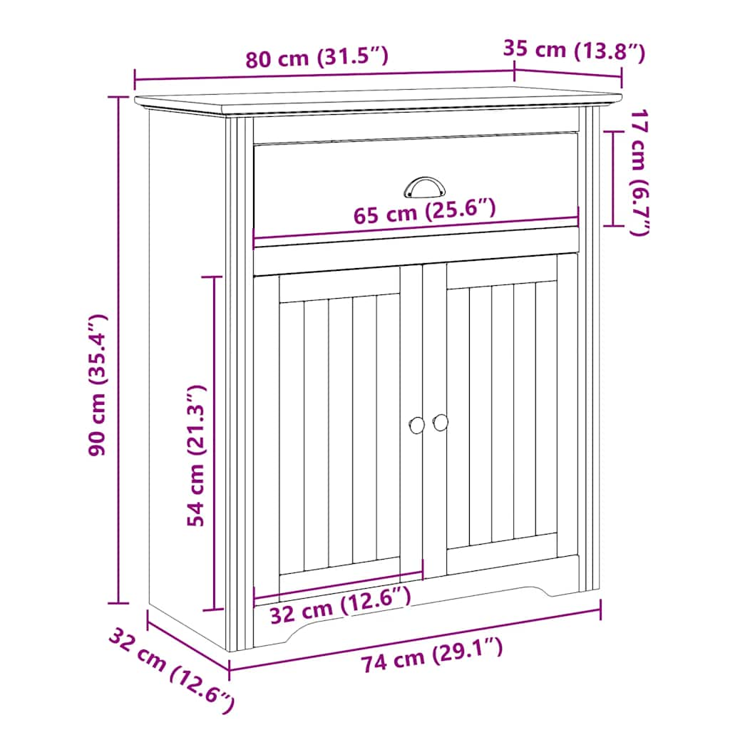 Gangkast BODO 80x35x90 cm grijs