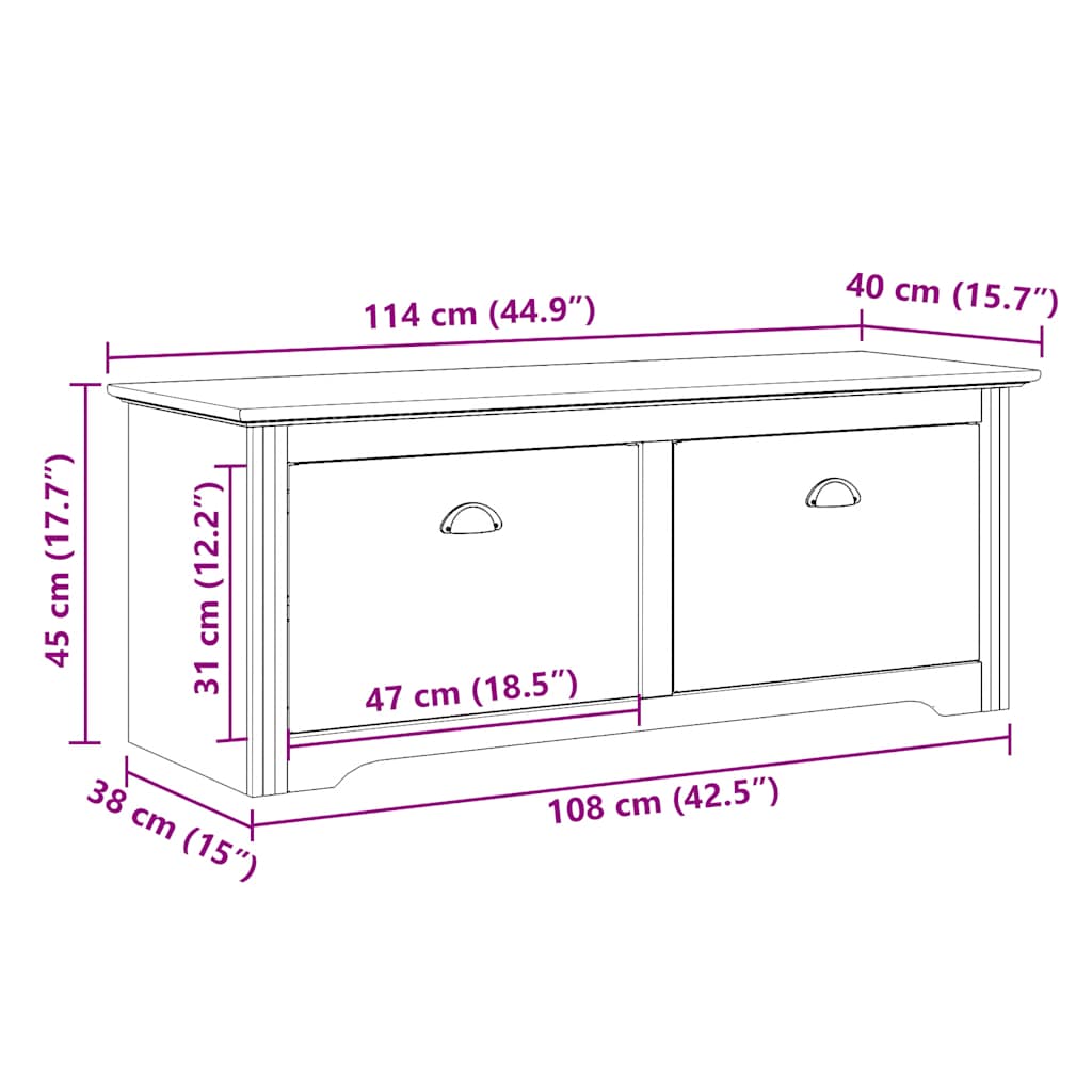 Gangbank BODO 114x40x45 cm wit