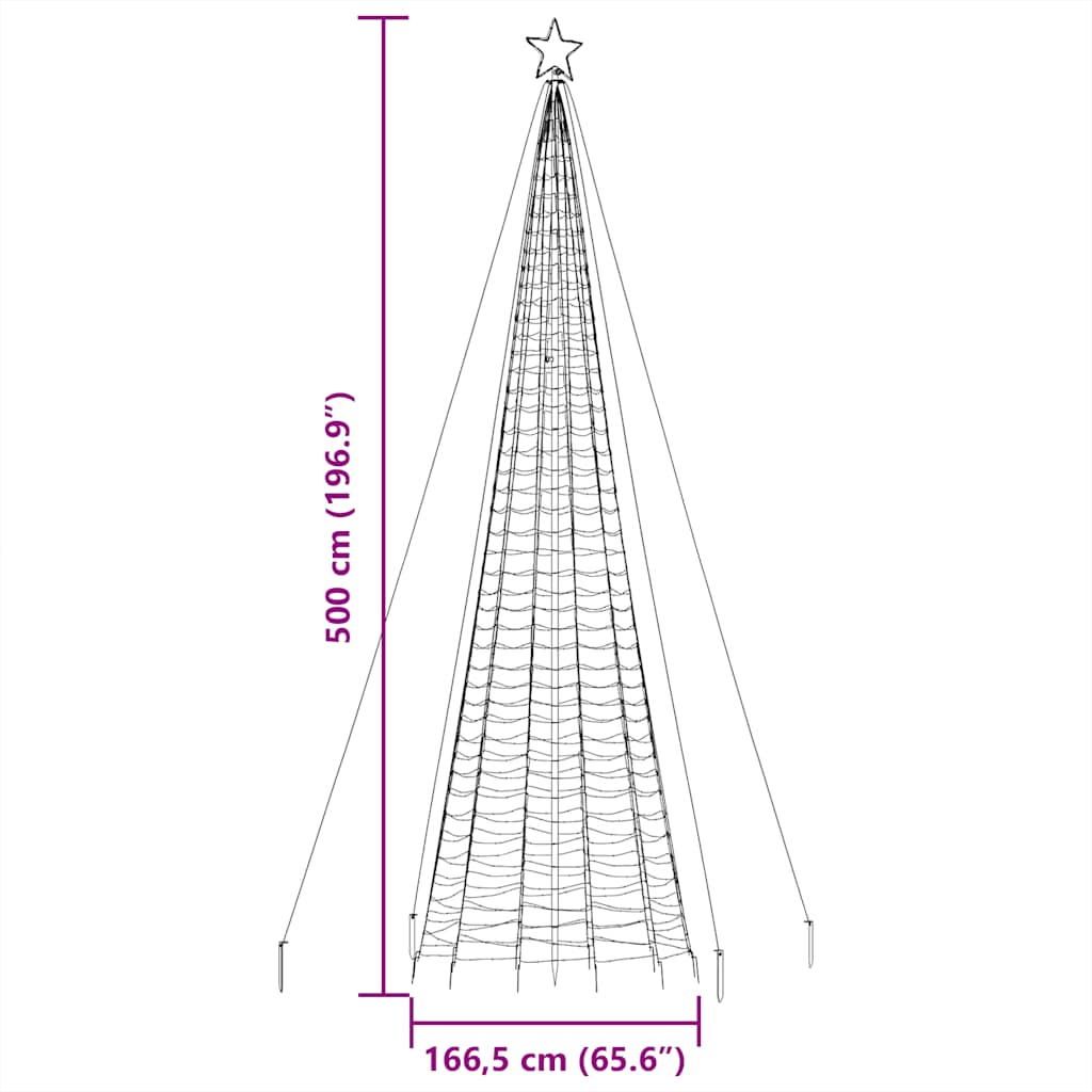 LED-kerstboom met spikes 1534 LEDs warm wit 500 cm