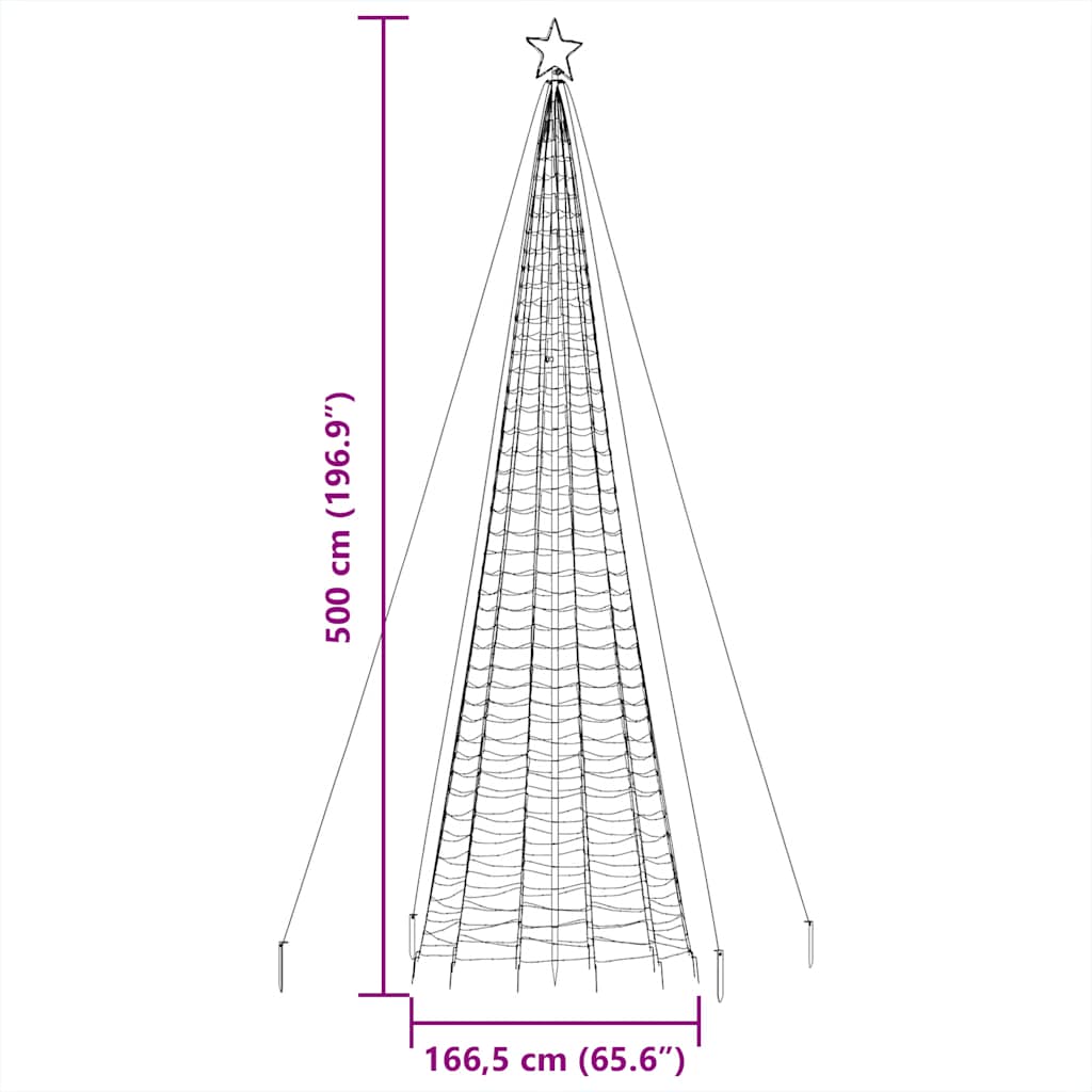 LED-kerstboom met spikes 1534 LEDs 500 cm koud wit