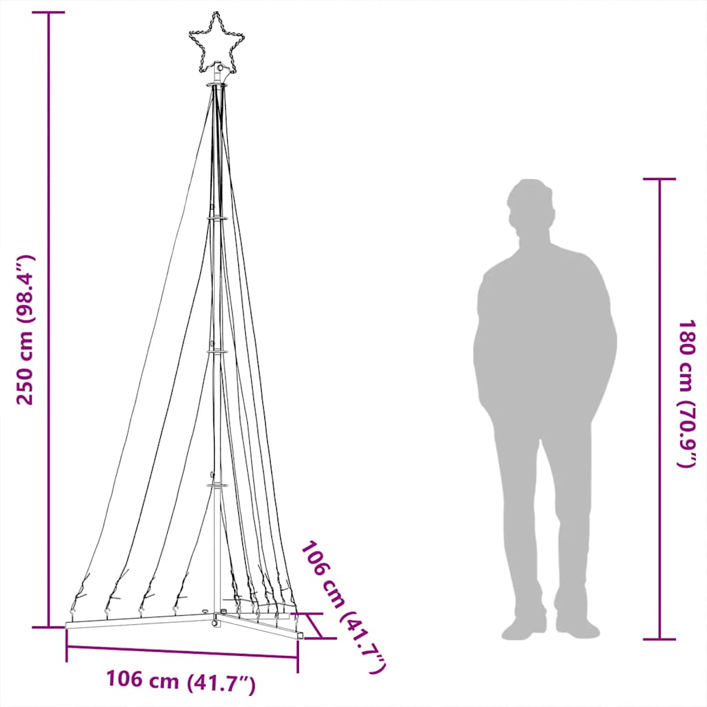 LED-kerstboom 447 LEDs koud wit 249 cm