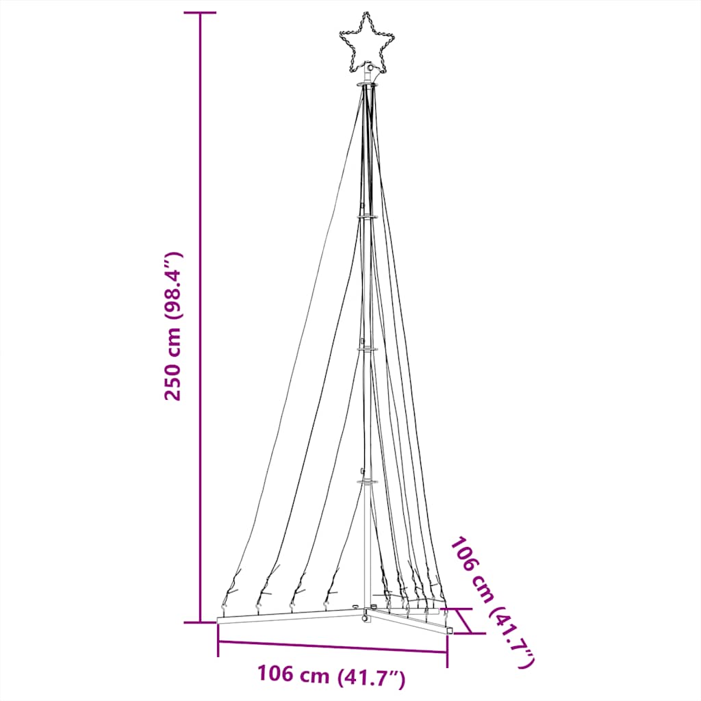 LED-kerstboom 447 LEDs koud wit 249 cm