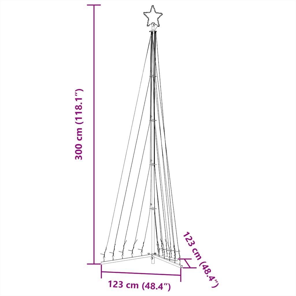 LED-kerstboom 495 LEDs koud wit 300,5 cm