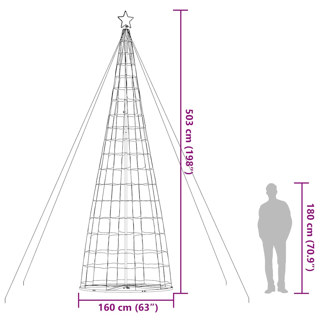 Lichtkegel 1534 blauwe LED's 503 cm