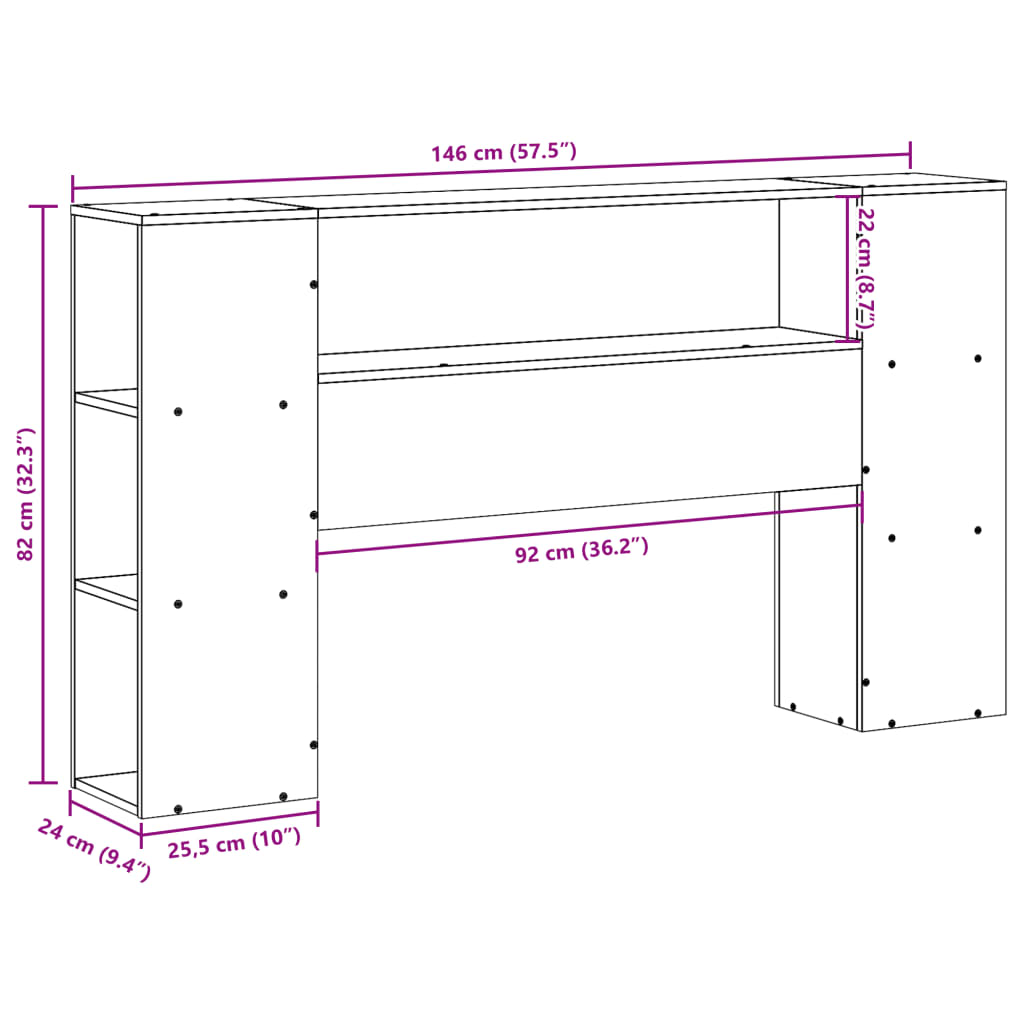 Hoofdbord met opbergruimte 140 cm massief grenenhout wit