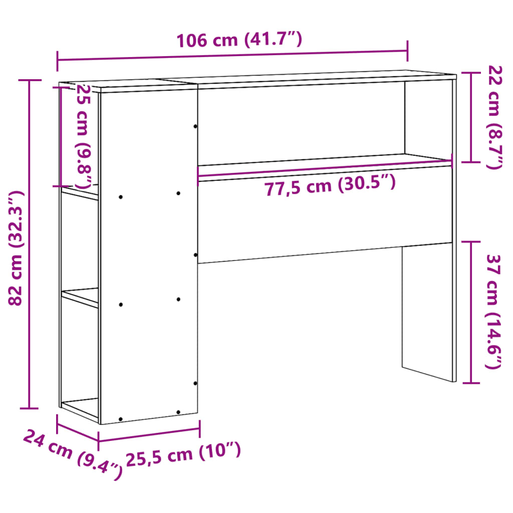 Hoofdbord met opbergruimte 100 cm massief grenenhout wit