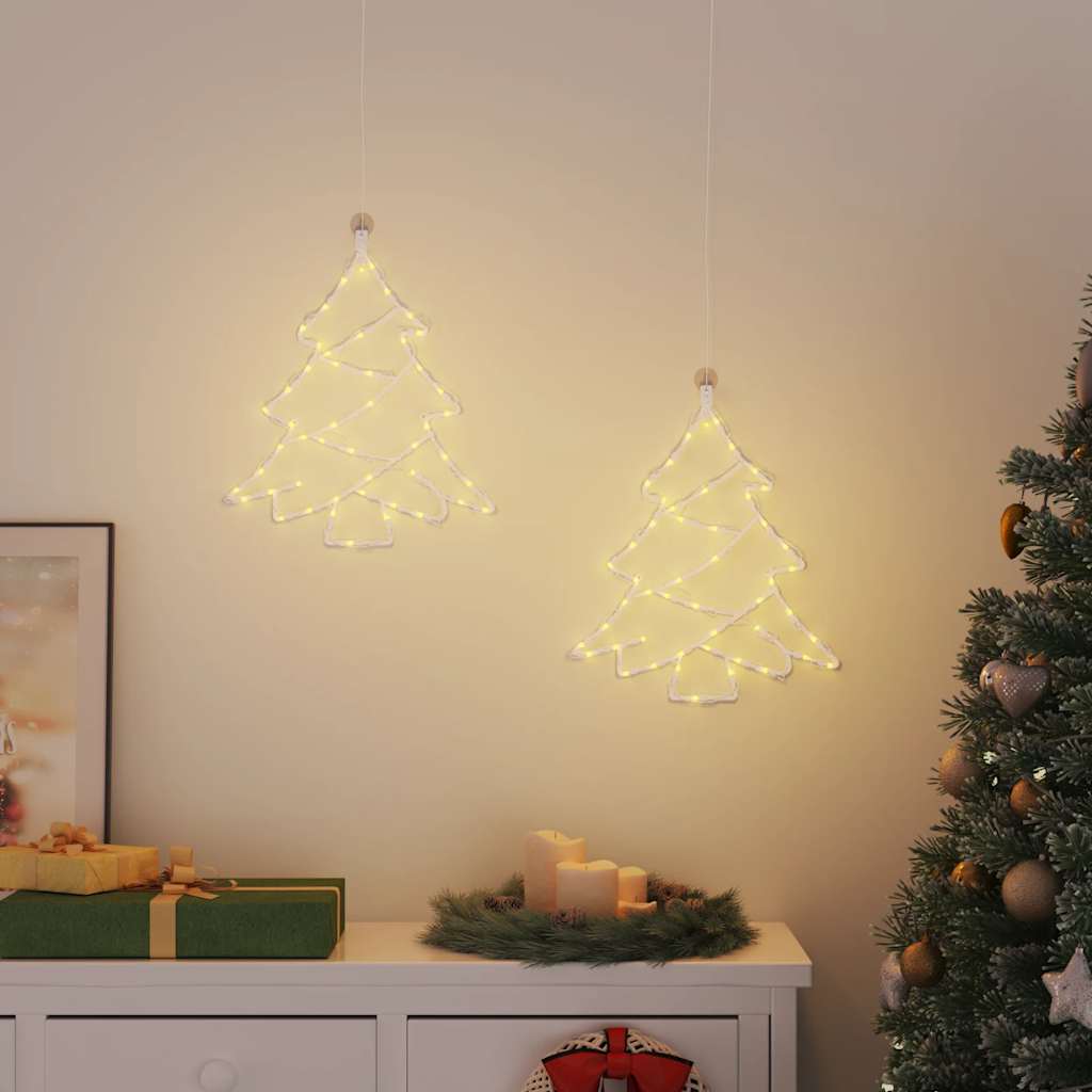 Kerstverlichting kerstboom silhouet 2 st 50 LEDs warm wit