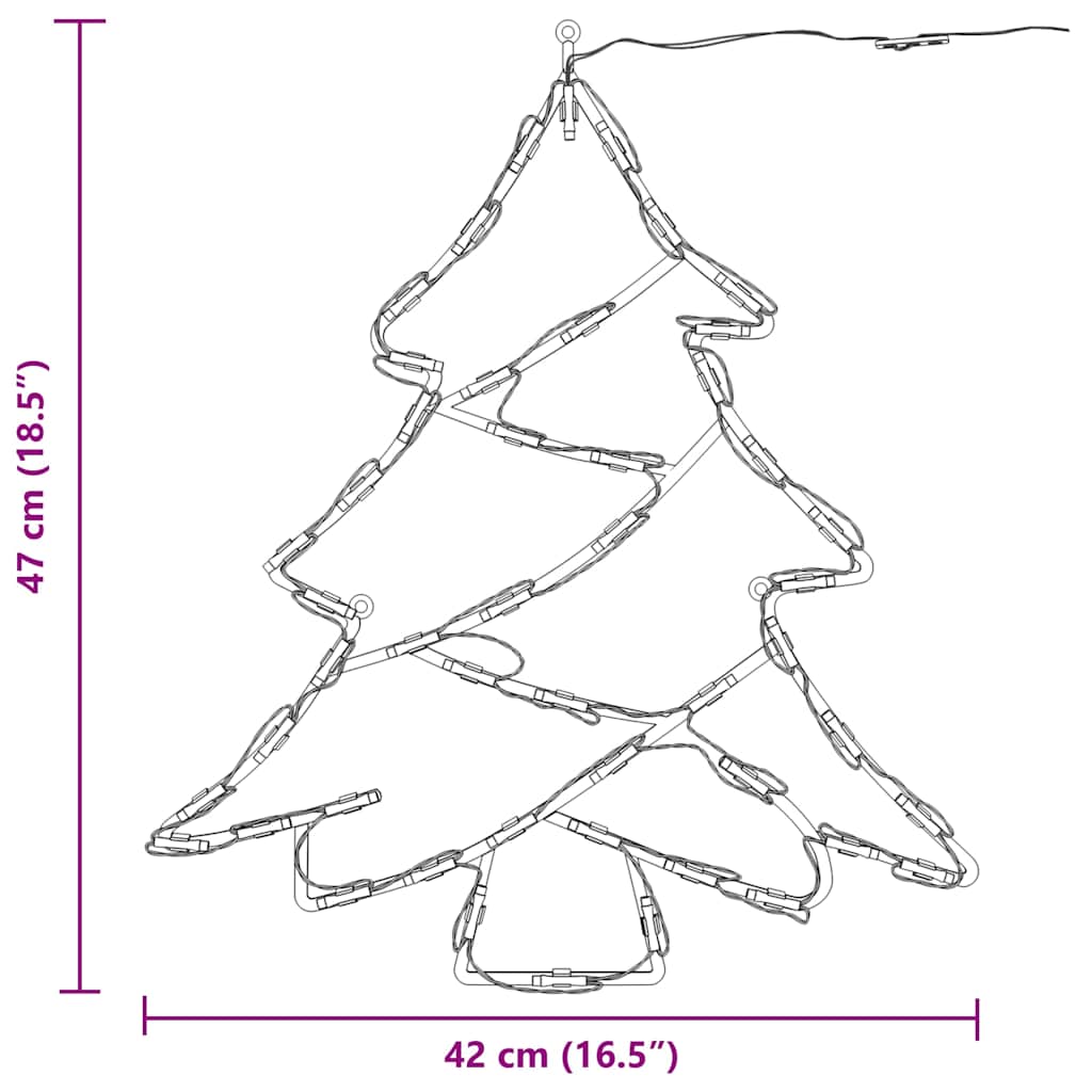 Kerstverlichting kerstboom silhouet 2 st 50 LEDs warm wit
