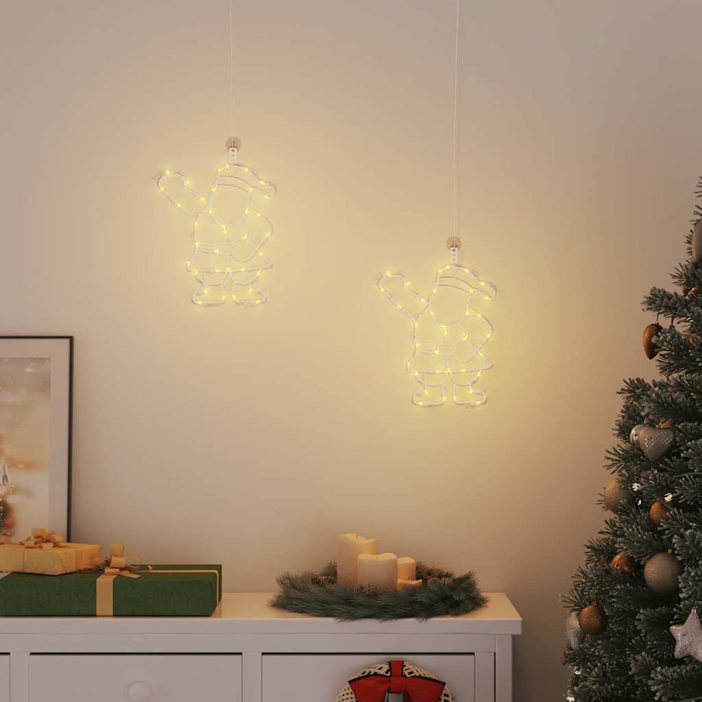 Kerstverlichting silhouet van de kerstman2 st 35 LEDs warm wit