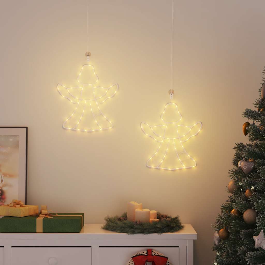 Kerstverlichting engel silhouet 2 st 50 LEDs warm wit