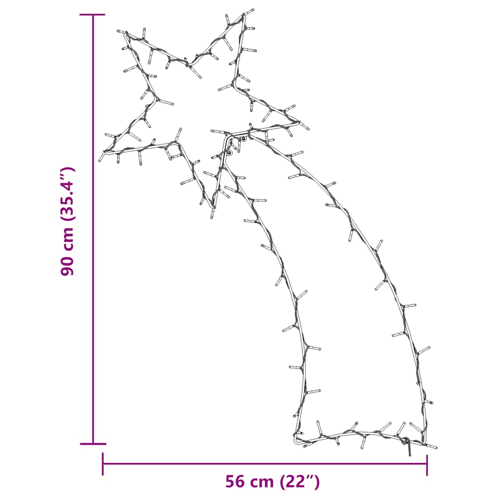 Kerstverlichting vallende ster silhouet 115 LEDs warm wit