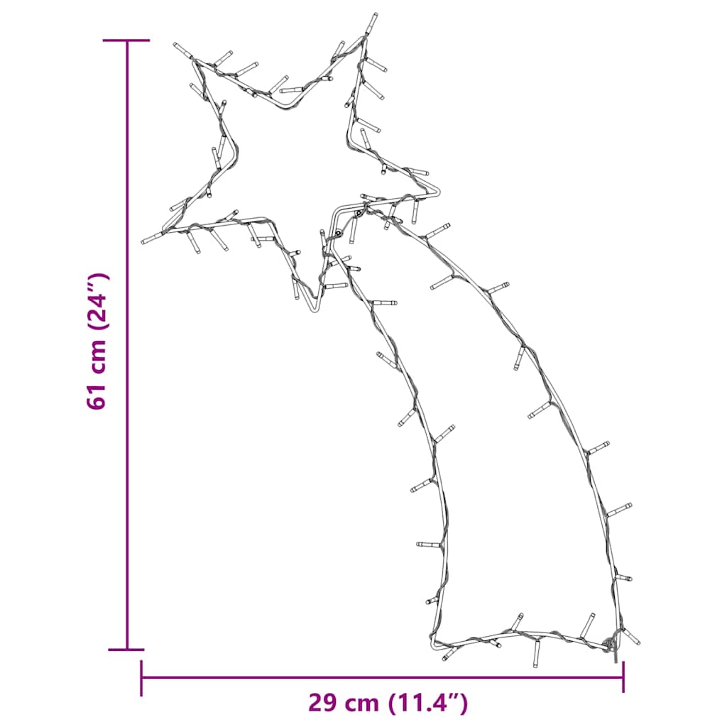 Kerstverlichting vallende ster silhouet 80 LEDs warm wit