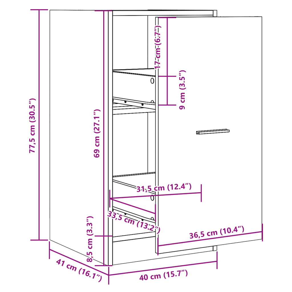 Apothekerskast 40x41x77,5 cm bewerkt hout wit