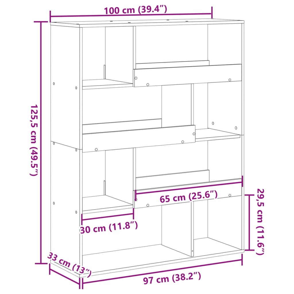 Kamerscherm 100x33x125,5 cm bewerkt hout wit