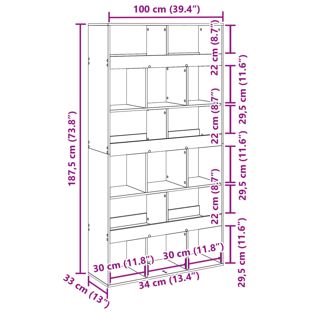 Kamerscherm 100x33x187,5 cm bewerkt hout wit