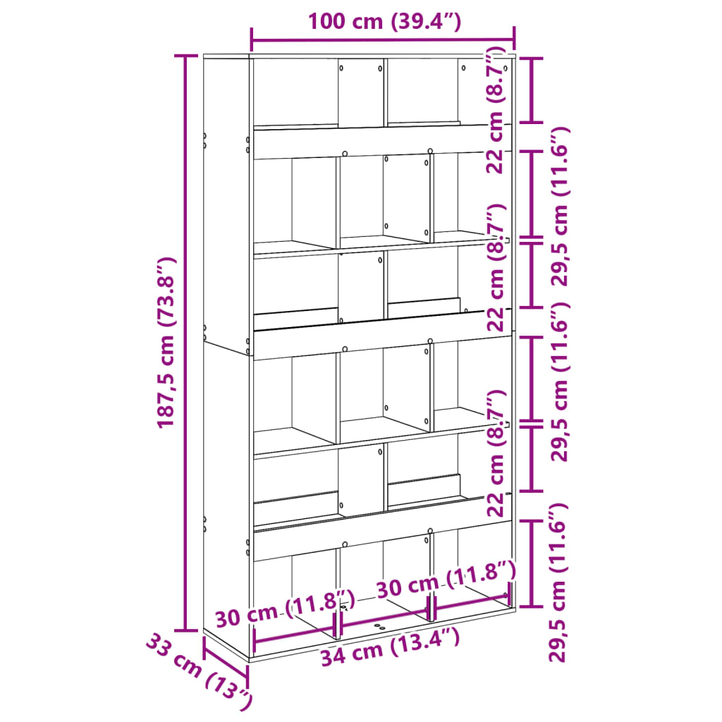 Kamerscherm 100x33x187,5 cm bewerkt hout zwart