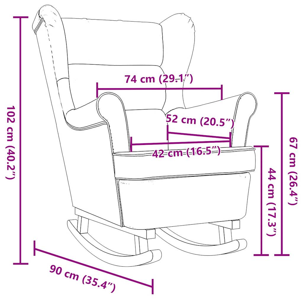 Schommelstoel 74x90x102 cm stof zwart