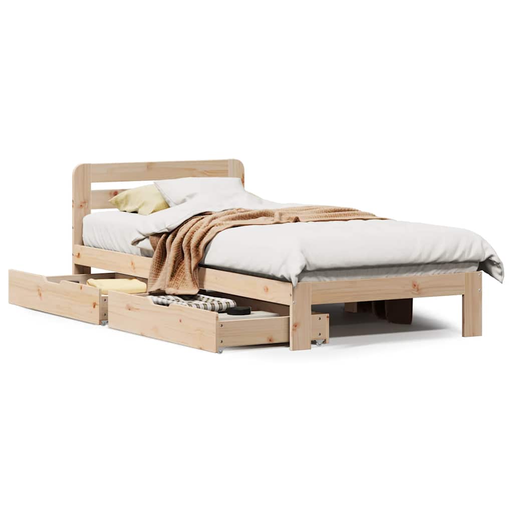 Bedframe Zonder Matras Massief Grenenhout 90 x 190 cm Naturel