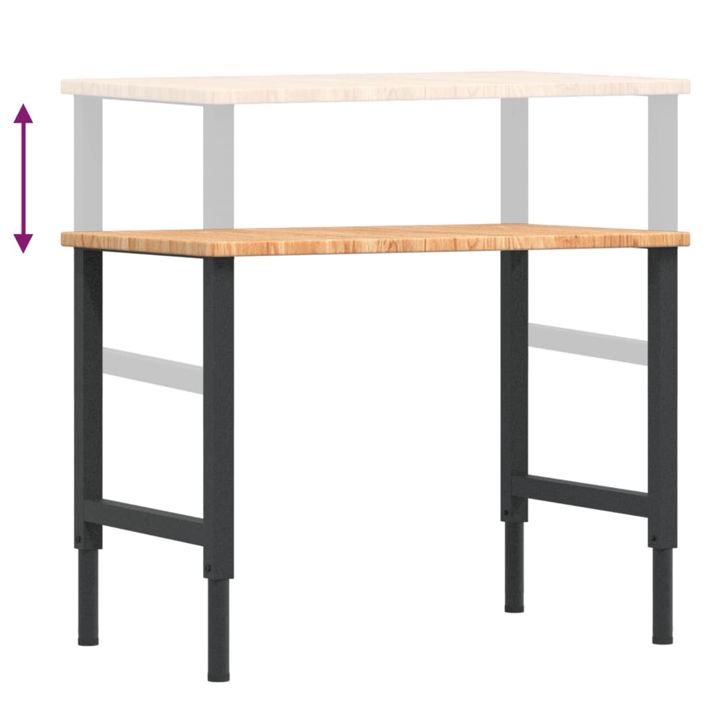 Werkbank rechthoek 100x60x(71,5-98) cm eikenhout lichtbruin