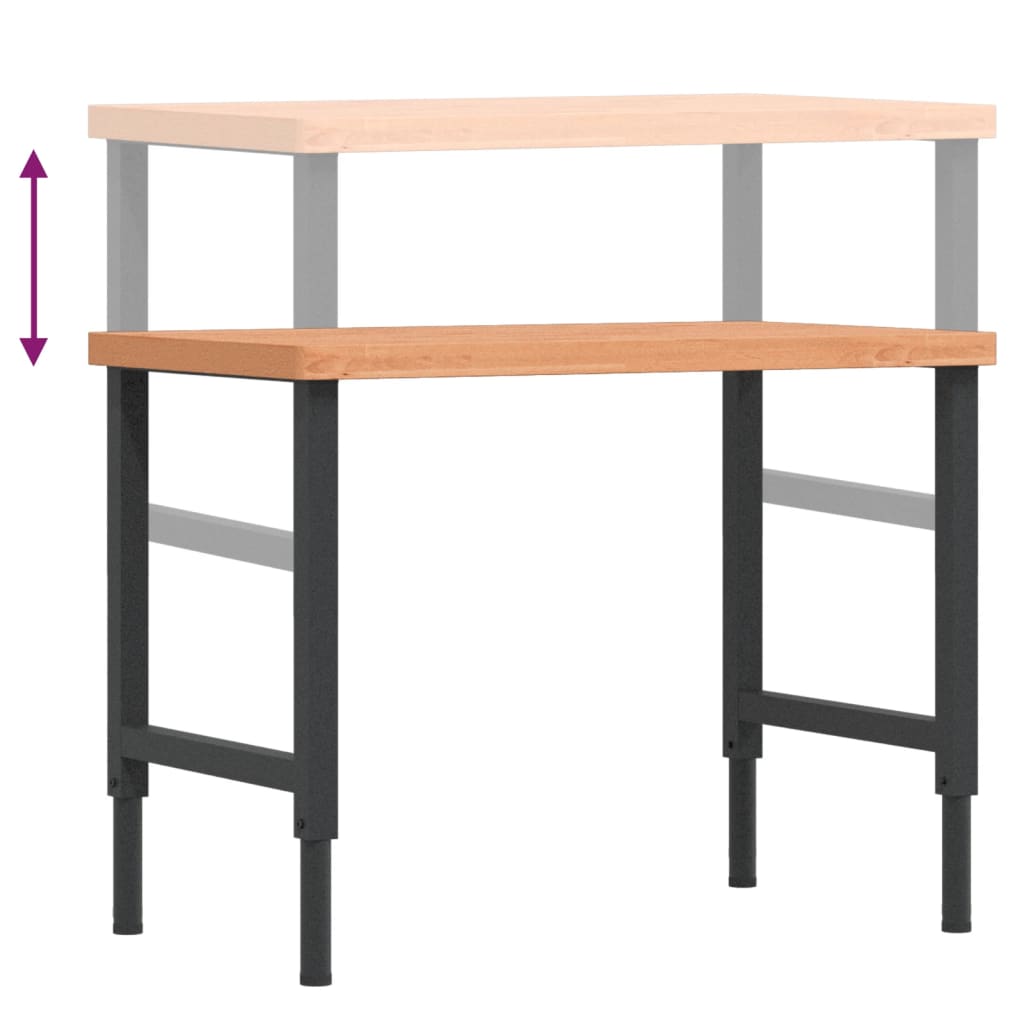 Werkbank rechthoekig 100x60x(73-99,5) cm massief beukenhout