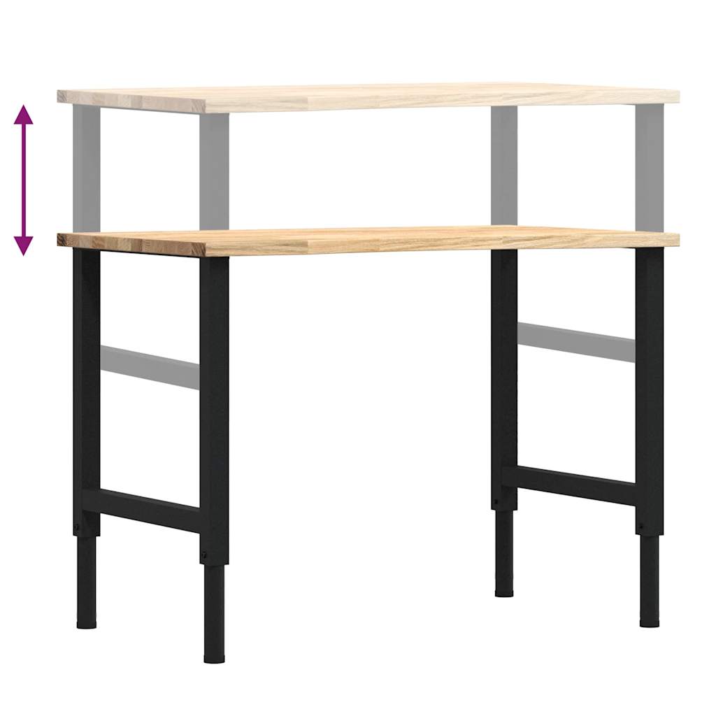 Werkbank 100x60x(71,5-98) cm massief eikenhout