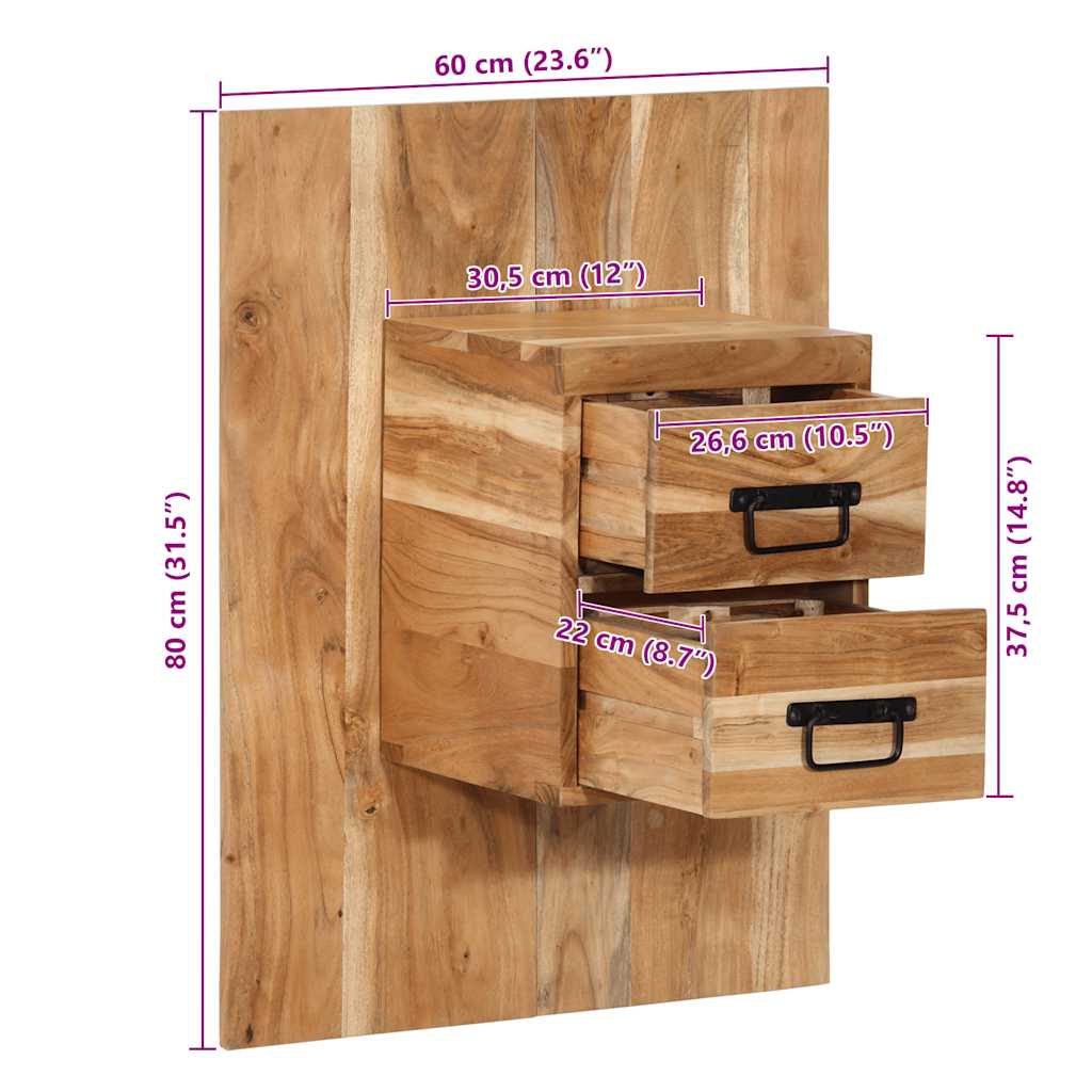 Nachtkastje 60x32x80 cm massief acaciahout