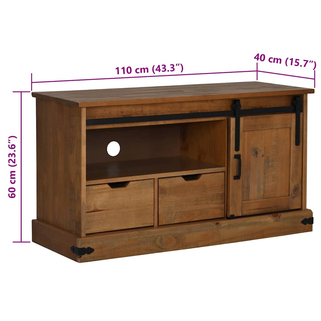 Tv-meubel HALDEN met schuifdeur 110x40x60 cm massief hout